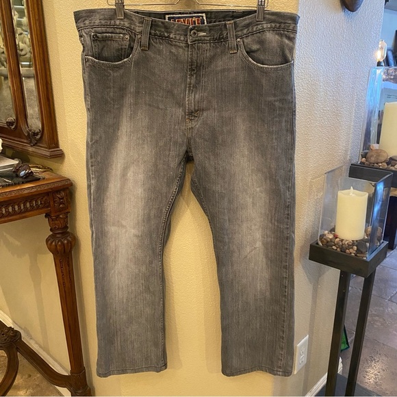LEVI’S 514 Men Gray Slim Straight Denim Jeans Size 40-Been Hemmed - Picture 1 of 7